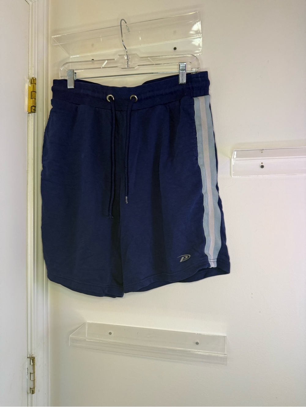 Pro Player Navy Drawstring Shorts with Light Blue Accents